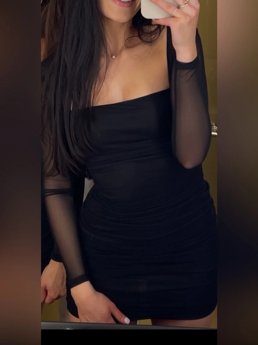 Mesh Ruched Mini Dress - Picture 5 of 8